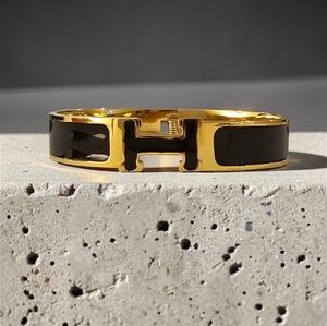 Black And Gold Clamper Bangle